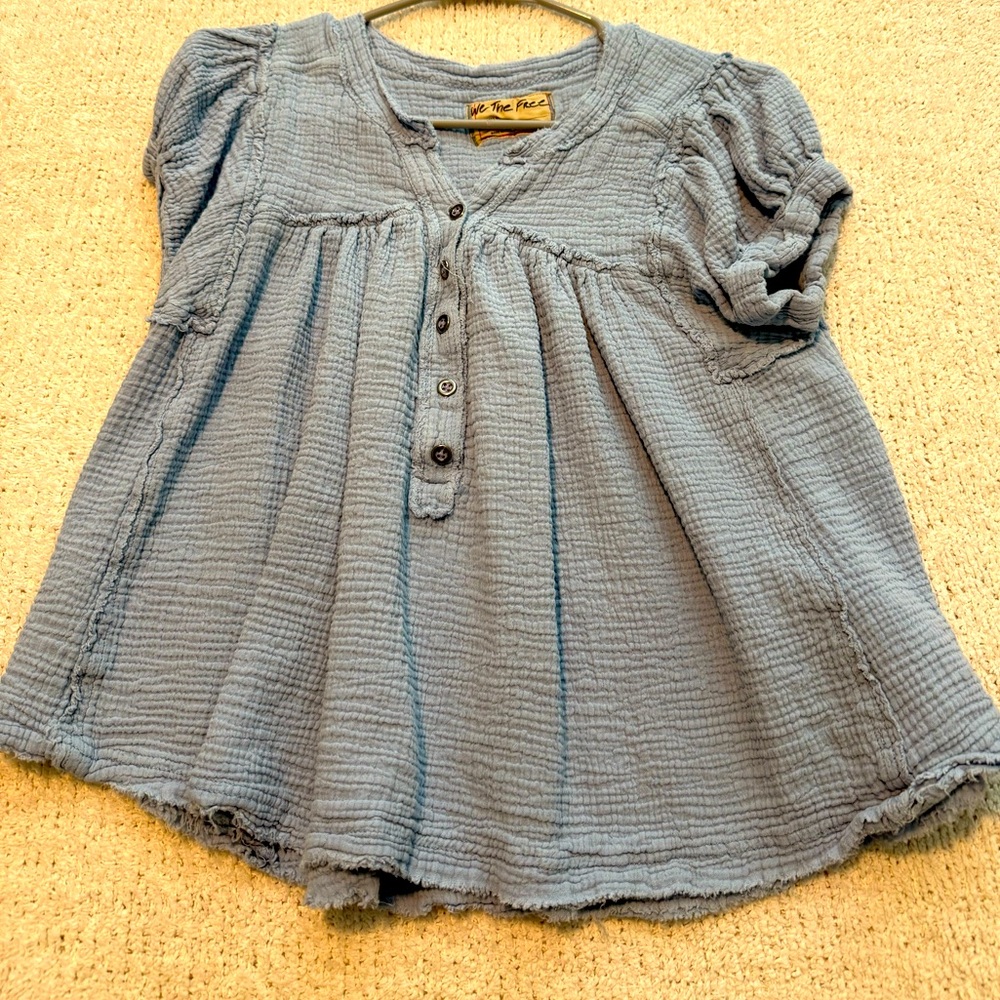 Free People Women’s Blue Babydoll Top
